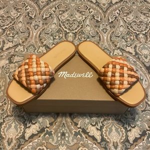New Madewell The Suzi Slide Sandals Multi Woven Leather Women’s Sz 7